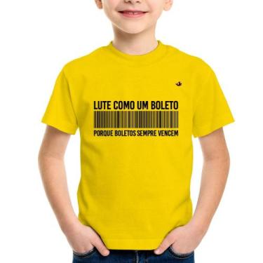 Imagem de Camiseta Infantil Lute como um boleto - Foca na Moda, Amarelo, 6