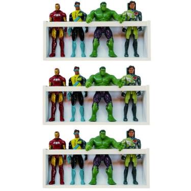 Imagem de Kit 3 Prateleira Para Bonecos Marvel Estante Barbie Nicho De Pelúcia B