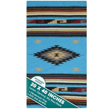 Imagem de Onyx Arrow Southwest D?cor Tapete de área, 50 x 102 cm, diamante central, azul celeste/preto