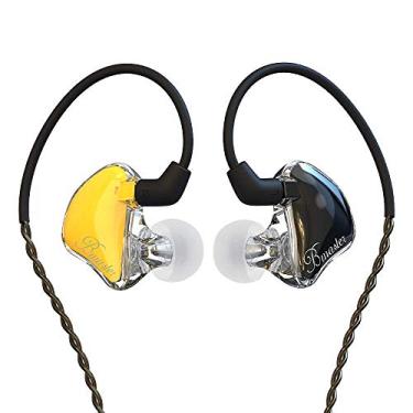 Imagem de Monitor de ouvido intra-auricular para músicos BASN Bmaster Triple Driver híbrido IEM fones de ouvido melhorados graves e isolamento de ruído seguro para gravação de palco/áudio (Pro dourado/preto)