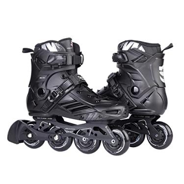 Imagem de Patins em linha, patins em linha de alto desempenho para atividades ao ar livre para mulheres e homens adultos (EUA masculino 37/feminino 38, preto)