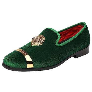 Imagem de ELANROMAN sapato masculino de veludo mocassim vestido moda casamento festa de formatura, Oliva, 15