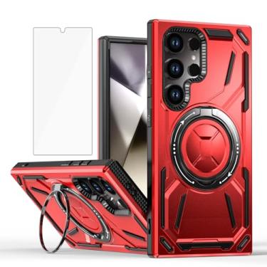 Imagem de Capa de telefone compatível com Samsung Galaxy S24 Ultra 5G e protetor de tela de vidro temperado, suporte de anel de metal, suporte à prova de choque, S24Ultra 24S S 24 24Ultra, capa para mulheres e