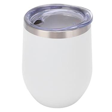 Imagem de Taça de vinho sem haste de aço inoxidável de 340 g, copos de vinho isolados a vácuo de parede dupla com tampas, design conveniente de orifício de palha, mantém as bebidas quentes ou frias por mais