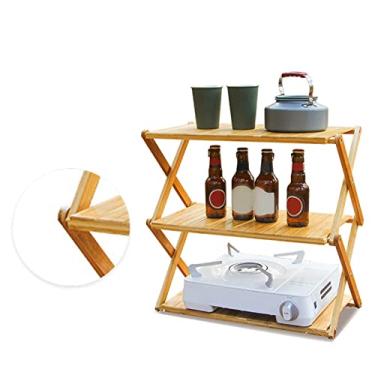 Imagem de Prateleira de 3 Camadas Portátil de Madeira Dobrável Com Forte Acidade de Bea para Piquenique Ao Ar Livre e Acampamento (3 camadas)