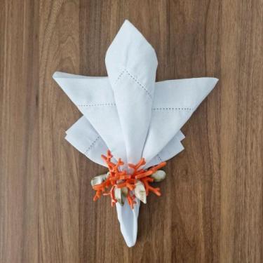 Imagem de Porta Guardanapo Corais e Conchas - Decor Madame Blue, Laranja Coral