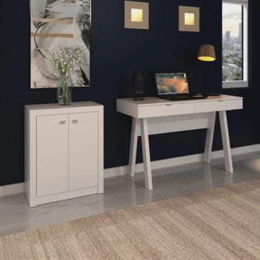 Imagem de Kit 2 Peças com Escrivaninha me 4128 120cm e Balcão 2 Portas