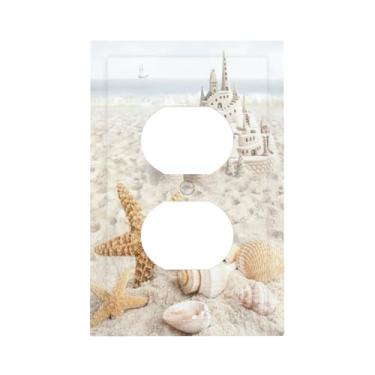 Imagem de Tampa de tomada frente e verso para praia, receptáculo, placa decorativa para banheiro, cozinha, quarto, acessórios de decoração de casa, 12,7 x 7,6 cm