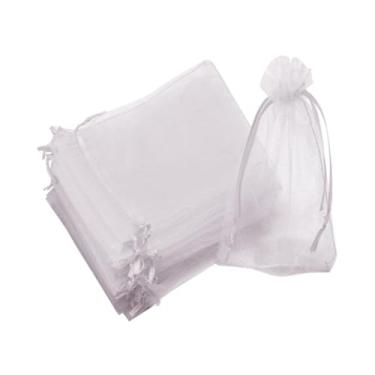 Imagem de IEUDNS Sacos de rede de frutas de 100x Bolsas de capa de frutas Protetores leves Mesh Saco de presente barreira para mangas Flores de romã, Branco