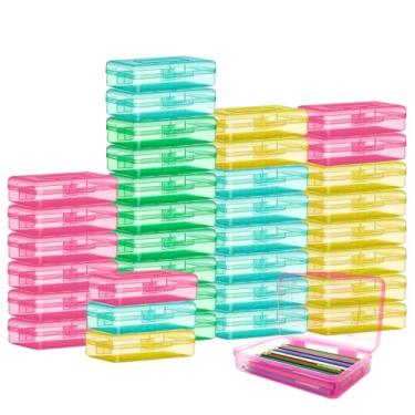 Imagem de PoCotinu Pacote com 36 caixas de lápis extragrande, organizador de plástico com tampa durável – Recipientes empilháveis de giz de cera e marcador para escola, materiais de arte, artesanato, escritório