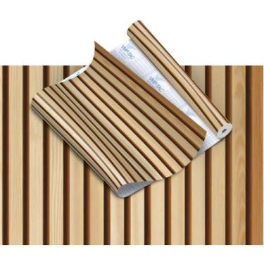 Imagem de Plástico Adesivo 45CM X 10M Madeira Ripado Caramelo Rolo - VMMP