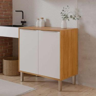 Imagem de Balcão de Cozinha Compacto 2 Portas MDF Gabinete com Pés Reguláveis em