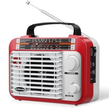 Imagem de Rádio AM/FM/SW1-2, rádio transistor de ondas curtas, CA ou operado por bateria com o melhor alto-falante grande de recepção e botão de ajuste preciso com entrada auxiliar e conector de fone de ouvido