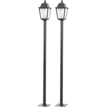Imagem de 2 Luminárias de Chão para Jardim Pretas Postes Coloniais Dital Linha Soberana Área Externa