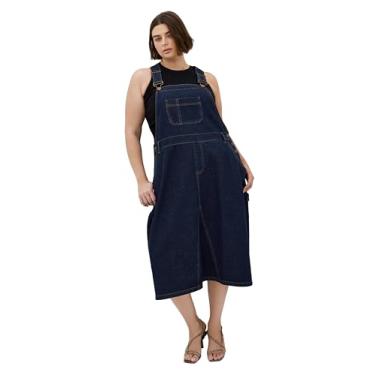 Imagem de City Chic Vestido feminino plus size - Pinafore Midi, Jeans escuro, 54