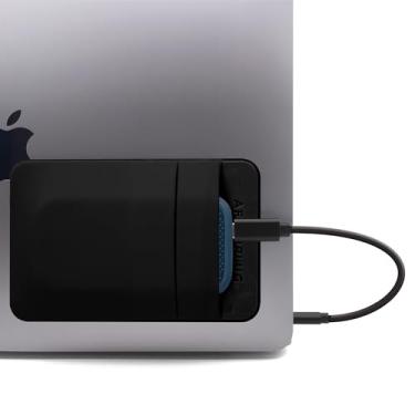 Imagem de Bolsa Afterplug com 2 bolsos para laptop com adesivo reutilizável, para SSD SanDisk externo portátil, Samsung T7, Crucial X8, Apple Magic Mouse, Ledger Nano, cabo USB - preto