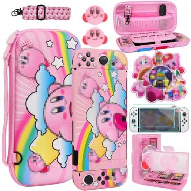 Imagem de TIKOdirect Carrying Case for Switch OLED, Cute Portable Travel Bag in Newest Updated Design of Pink Interior with Soft Protective Case, Screen Protectors and Thumb Grip caps, Pink