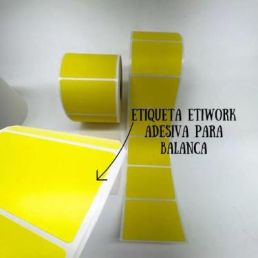 Imagem de 10.000 etiqueta 6x4cm para codigo barras full 10 rolos amarela - ETIWO