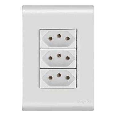 Imagem de Conjunto 4x2 3 Tomadas 2p+t 10a 250v Liz Tramontina - Branco, Branco