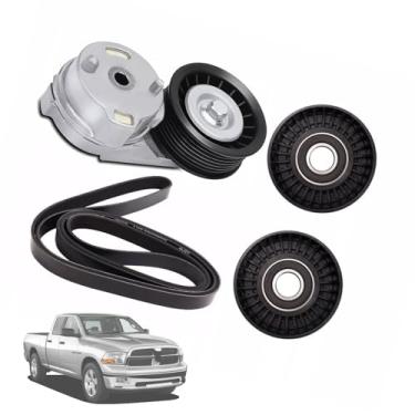 Imagem de S SONLEE Kit de montagem de polia tensora de correia de transmissão 38382 adequado para Dodge Ram 1500/2500/3500 5.7L V8 2003-2008, kit de componentes tensores de correia de transmissão substitui OEM