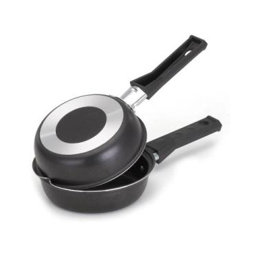 Imagem de Frigideira Dupla Hamburgueira e Omeleteira Antiaderente 14 cm Preto - 