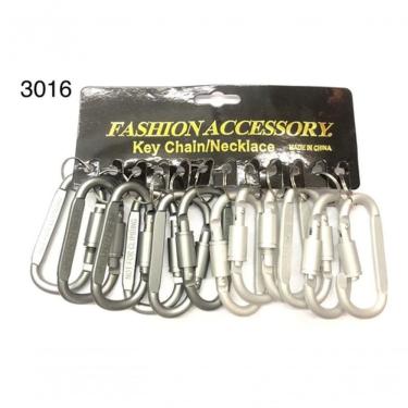 Imagem de Kit 12 Chaveiro Mosquetão 3016 Metal Alumínio Fumê
