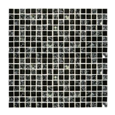 Imagem de Pastilha Mesclada De Mármore E Vidro 30cm X 30cm Diamond Glass Mosaic (placas) Preto