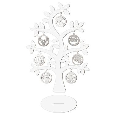 Imagem de Árvore Branca Com Bolinhas De Natal 28cmx40cm - Cria Arte Laser Prata