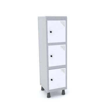 Imagem de Armário Mini Roupeiro 3 Portas Aço Mgrp 501/3 Cinza/Azul Del Rey