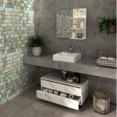 Imagem de Gabinete Rodizio Para Banheiro Com Espelheira 80Cm Branco