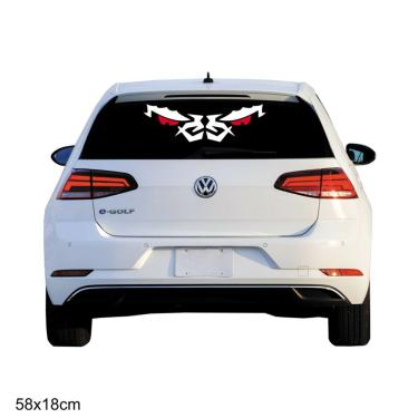 Imagem de Adesivo Sem Resina Plotado Parabrisa Bicho Papão Carro 58X18 Cm Preto