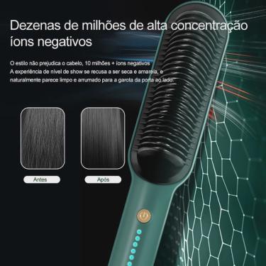 Imagem de Escova De Alisamento De Cabelo Profissional 2 Em 1, Penteadeira De Cerâmica Quente Verde