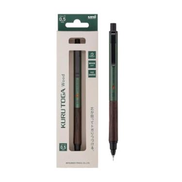 Imagem de KURUTOGA Lapiseira Mitsubishi Pencil de madeira 0,5 mm verde floresta M5KW1P.88 com caneta esferográfica Stylus original