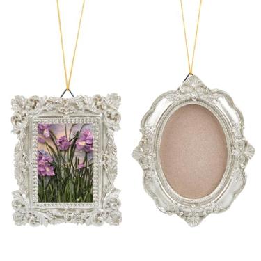 Imagem de SOFPLATE 1 caixa de porta-retratos vintage de resina mini molduras antigas a granel prata europeia em relevo oval brilhante retangular para exibição de joias para pendurar na parede, lembrancinhas de