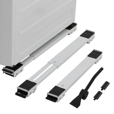 Imagem de LUCKUP Rolos Para Eletrodomésticos De Alta Resistência Com Pé Cabra, Suporte Extensível Máquina Lavar, Base Móvel Geladeira, Lavadora E Secadora 660 Libras, Branco