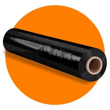 Imagem de Rolo Filme Stretch 50mm Preto  Embalagem Segura com Acabamento Profiss