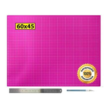 Imagem de Base Corte 60 Régua Inox 30cm Estilete Precisão Cartonagem R - De Acor