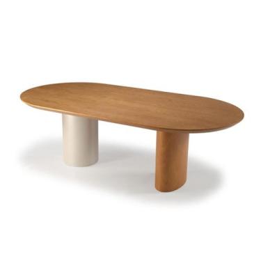 Imagem de Mesa de Jantar Oblonga Fluire Tampo Madeira Carvalho - Treo Made, 1,80