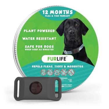 Imagem de FurLife Placa de cachorro cinza, prevenção de pulgas e carrapatos para cães - Pingente impermeável para coleira, seguro para todas as raças