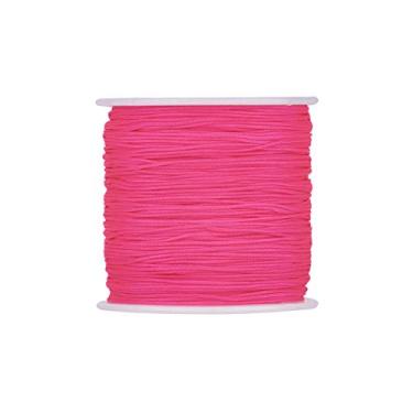 Imagem de Cheriswelry 100 Jardas/Rolo 0,8 Mm De Fios Nylon Trançado Rosa Profundo, Nós Chineses, Joias, Cordões Contas Para Artesanato Faça Você Mesmo, Pulseiras Macramê Kumihimo, Suprimentos Fabricação