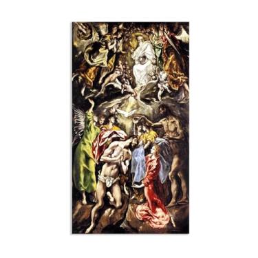 Imagem de SDYJ6GSW Reproduções de artistas famosos impressões em tela O batismo de Cristo renascentista religioso pintura de parede pôster giclee decoração de parede 110 x 60 cm (43 x 24 polegadas) sem moldura