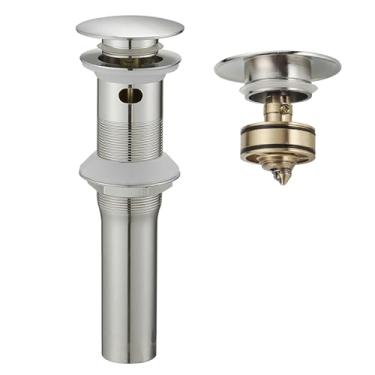 Imagem de BWE Tampa De Ralo Pia Níquel Escovado Uma Peça Com Transbordamento Para Torneira Banheiro E Pop-Up Filtro