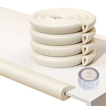 Imagem de Fozobaiy Protetores De Borda Em Formato U 4M Para Mesa Centro Vidro, Faixa Proteção Espuma Bebês, Canto Crianças, Móveis Adequados Lareira, E Bancada (Branco Leitoso)
