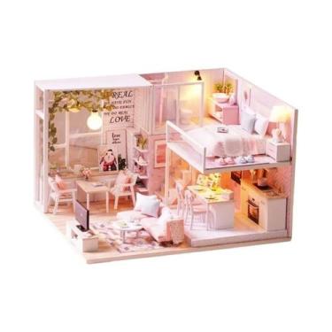 Imagem de Casa de Boneca em Miniatura de Madeira 3D - DIY com Luzes LED - Aparta