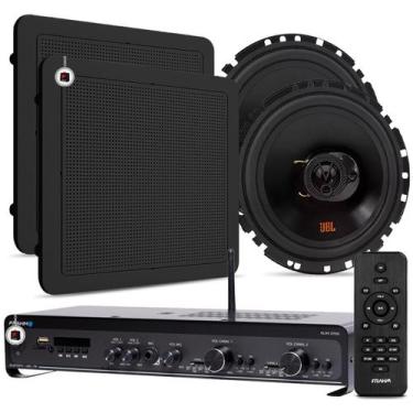 Imagem de Kit Som Ambiente Academia Salão Lojas Bluetooth Conexão Tv Usb Sd Slim