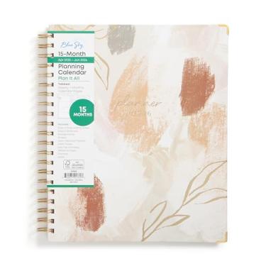 Imagem de Blue Sky Calendário planejador semanal e mensal de 15 meses 2025-2026, abril de 2025 a junho de 2026, 21,6 cm x 28 cm, capa dura, encadernado, abas laminadas, bolso de armazenamento, inclui régua e