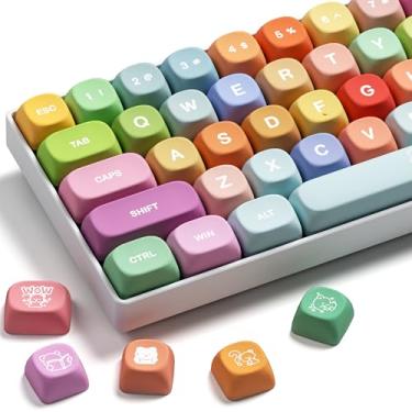 Imagem de XVX Teclas PBT fofas, conjunto de teclas Rainbow Gummy Bear perfil MOA, teclas de teclado de sublimação de tinta adequadas para 60% 65% 75% 80% 96% 100% teclado mecânico layout com interruptores MX
