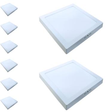 Imagem de Kit 8x Painel Plafon Sobrepor Alumínio Quadrado LED 24W 30x30 Bivolt Branco Quente