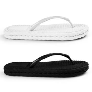 Imagem de Kit Chinelo Feminino Nuvem Rasteirinha Anatomica Ortopedico (Preto/Branco, BR, Adulto, Faixa Numérico, 37, 38)