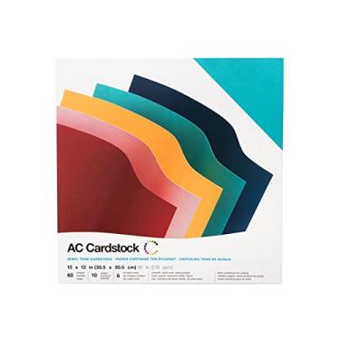 Imagem de American Crafts Pacote com 30 x 30 cm de cartolina lisa em tons de joia – Qualidade de arquivo, 60 folhas